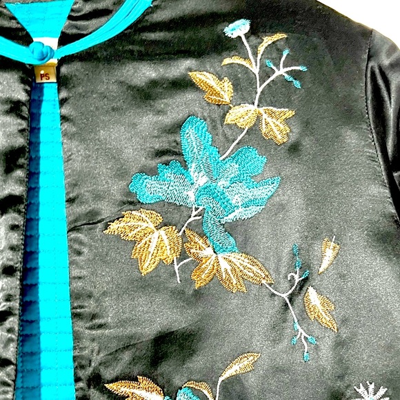 All SILK Vintage Pristine Jacket Embroidered Blazer Coat Smoking - Picture 12 of 12